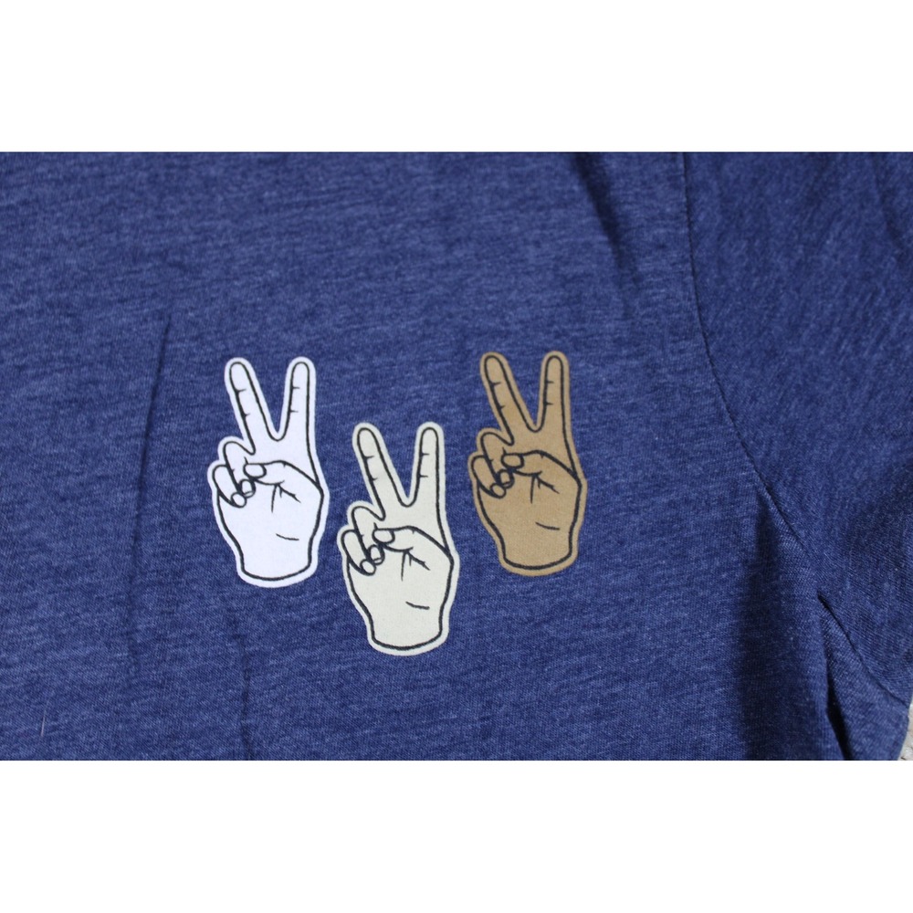 Aeropostale Shirt Womens Large Blue Peace Sign Graphic Crewneck Classic Crew Tee - Picture 2 of 7
